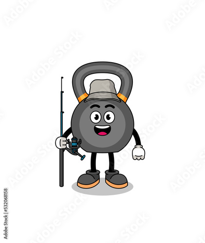 Mascot Illustration of kettlebell fisherman