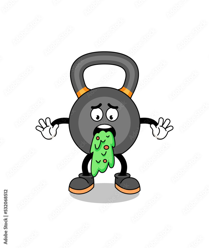 kettlebell mascot cartoon vomiting kettlebell mascot cartoon vomiting