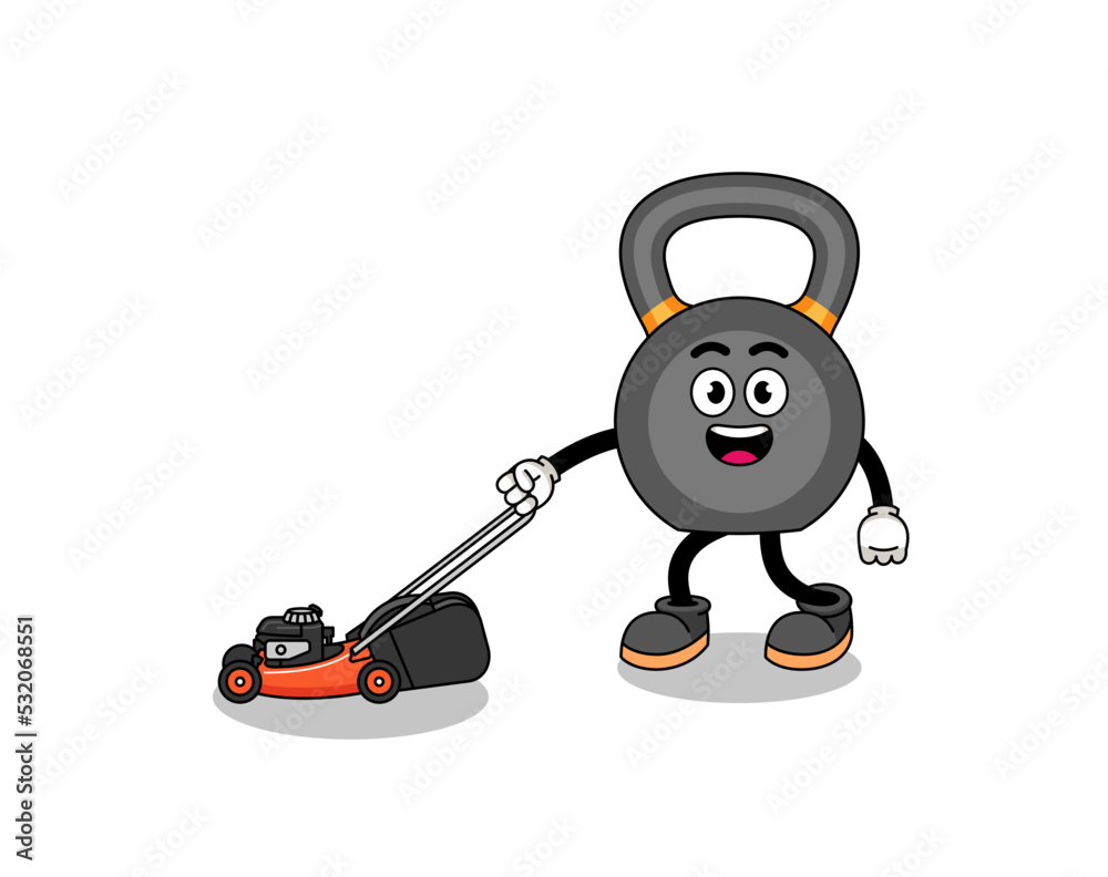kettlebell illustration cartoon holding lawn mower kettlebell illustration cartoon holding lawn mower