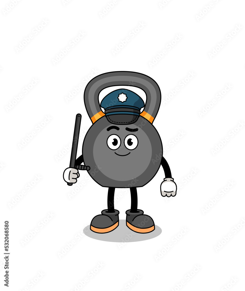Cartoon Illustration of kettlebell police Cartoon Illustration of kettlebell police