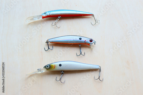 Set of fishing lures with triple hooks