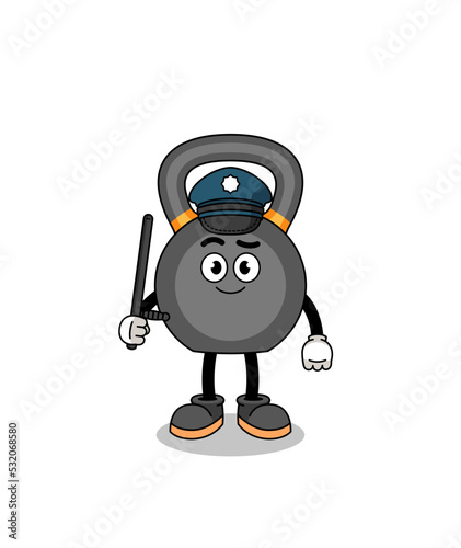 Cartoon Illustration of kettlebell police