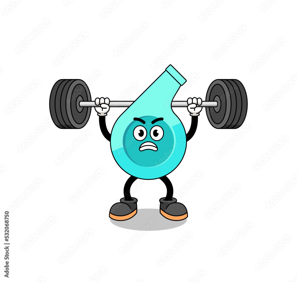 whistle mascot cartoon lifting a barbell whistle mascot cartoon lifting a barbell