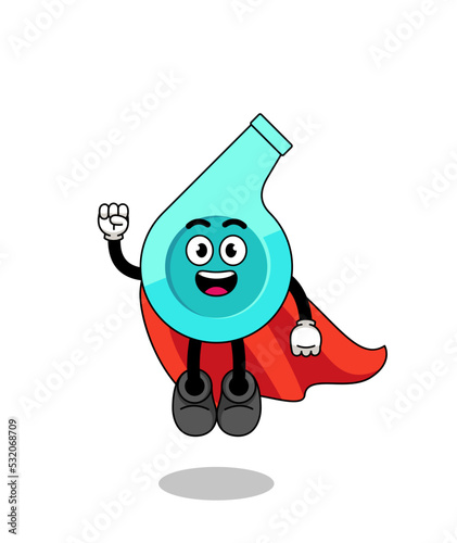 whistle cartoon with flying superhero