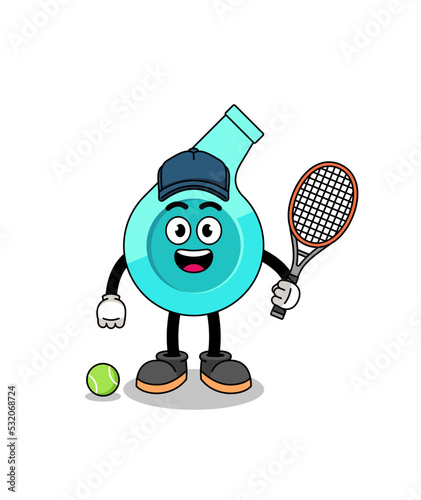 whistle illustration as a tennis player