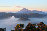Mount bromo volcano (gunung bromo) during sunrise in east java.