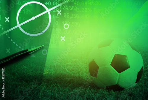 Football player sign contract , soccer transfer player, sport news reporter, business in football club photo