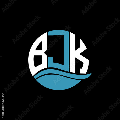 BJK logo monogram isolated on circle element design template, BJK letter logo design on black background. BJK creative initials letter logo concept. BJK letter design.
 photo