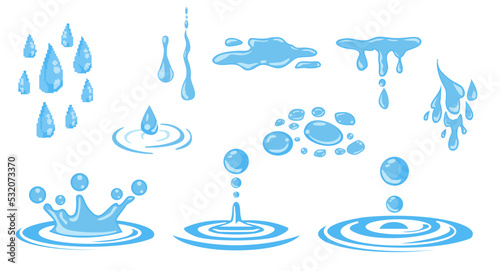 set of blue water drop splash isolated