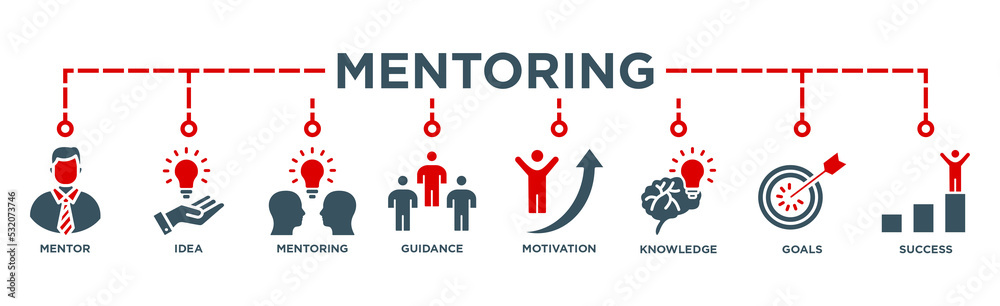 Mentoring Banner Web Icon Vector Mentoring Banner Web Icon Vector