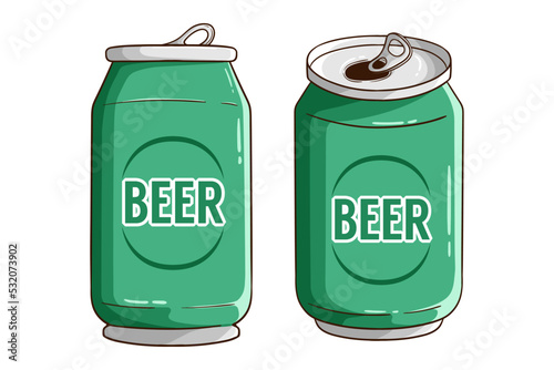 green beer can drawing on white background