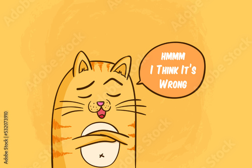 funny orange cat talking. cute kitten character vector illustration