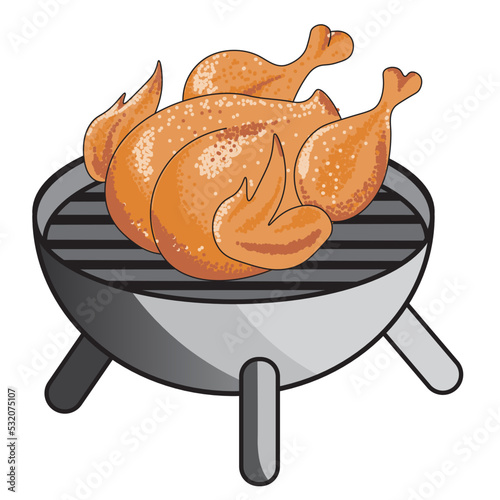 Chicken grilled and fried chicken vector illustration photo