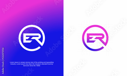 vector graphic logo designs, ER monogram logo in circle shape, masculine modern style