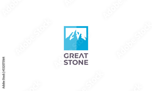 illustration vector graphic logo designs, rocky mountain pictogram logo in square shape