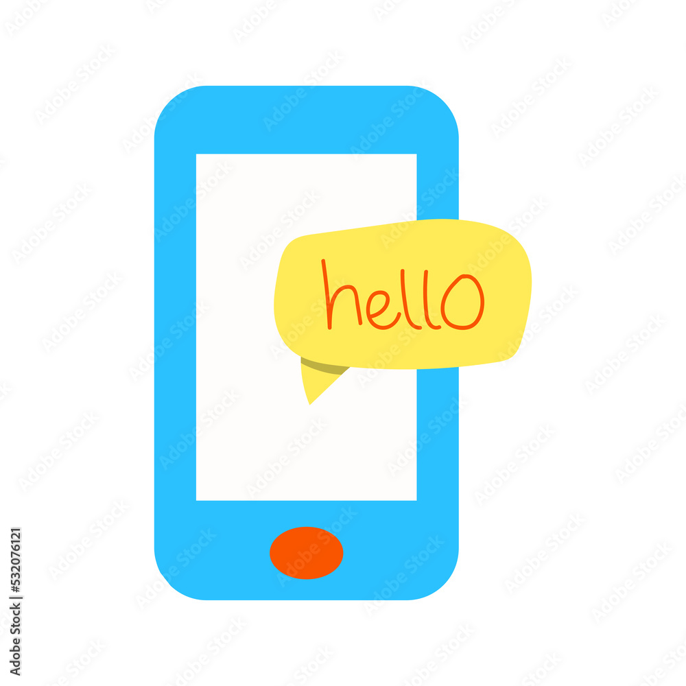 Hello message on smartphone chatting concept illustration Hello message on smartphone chatting concept illustration