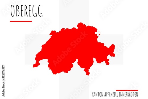 Oberegg: Illustration einer Markierung der Stadt Oberegg in den Umrissen der Schweiz im Kanton Appenzell Innerrhoden photo