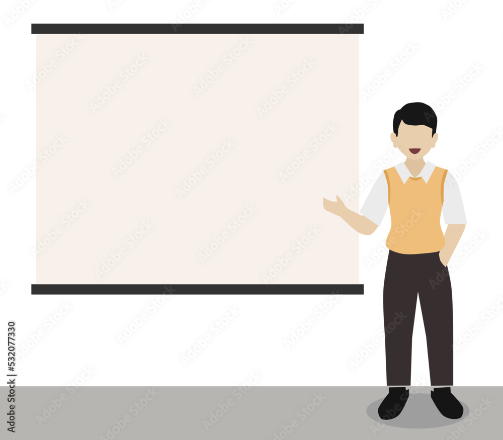 businessman pointing at a board. meeting illustration. businessman pointing at a board. meeting illustration.
