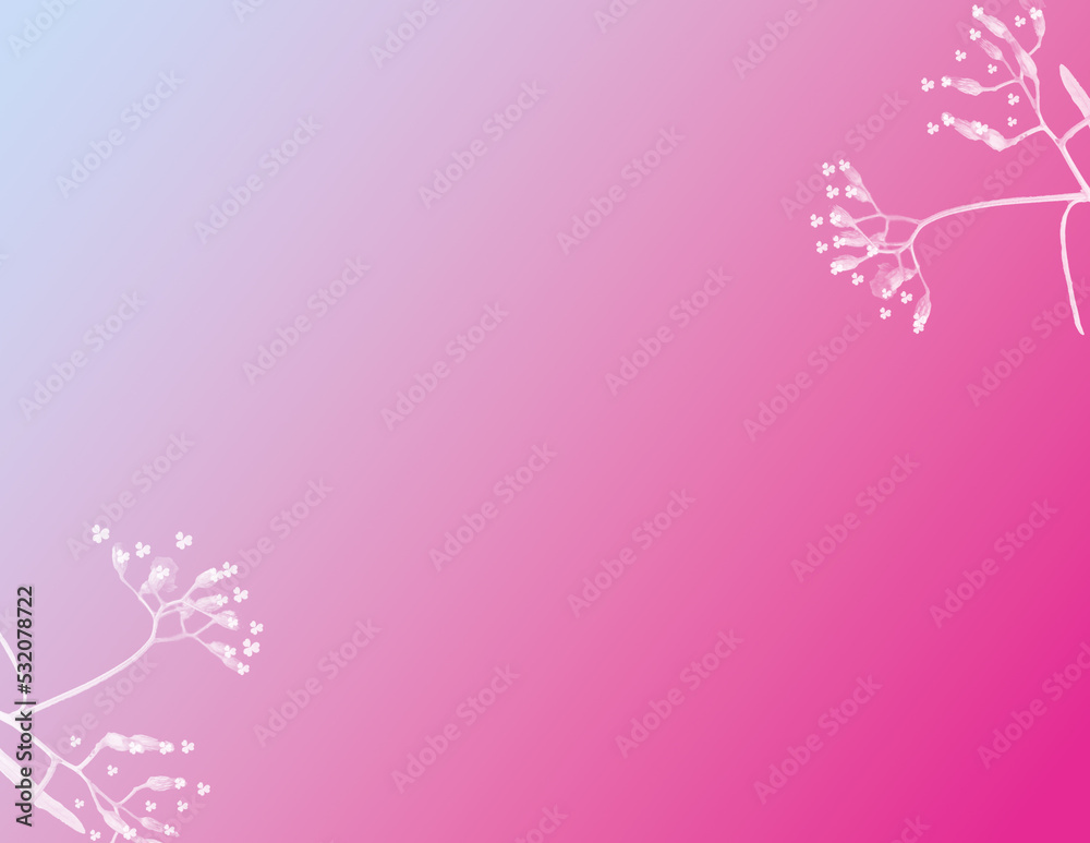 pink background with flowers and leaves