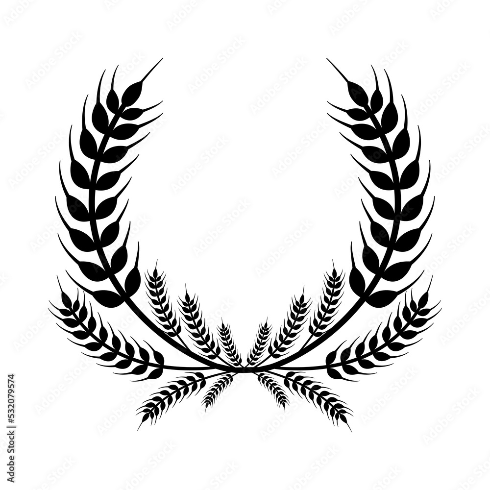 Ear of Wheat, Barley or Rye. Vector round wreath isolated on white background