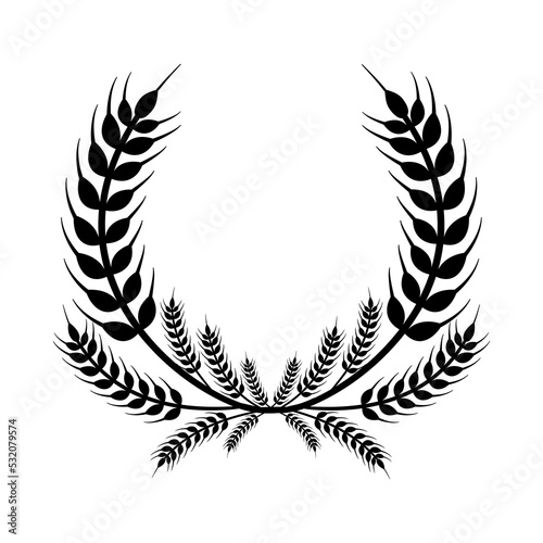 Ear of Wheat, Barley or Rye. Vector round wreath isolated on white background