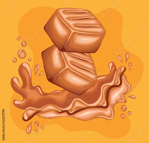 caramels in yellow background