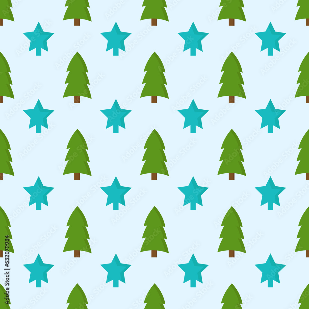 Obraz premium Pattern of a Christmas tree and a green star