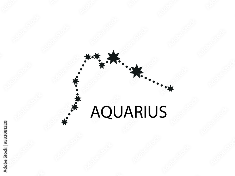 Aquarius Horoscope Symbol. Zodiac Constellation with Stars. Night Sky map. Vector illustration of Astrological signs 
for calendar, horoscope isolated on a background 