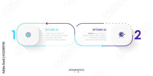 Vector Infographic label design template with icons and 2 options or steps. Can be used for process diagram, presentations, workflow layout, banner, flow chart, info graph.