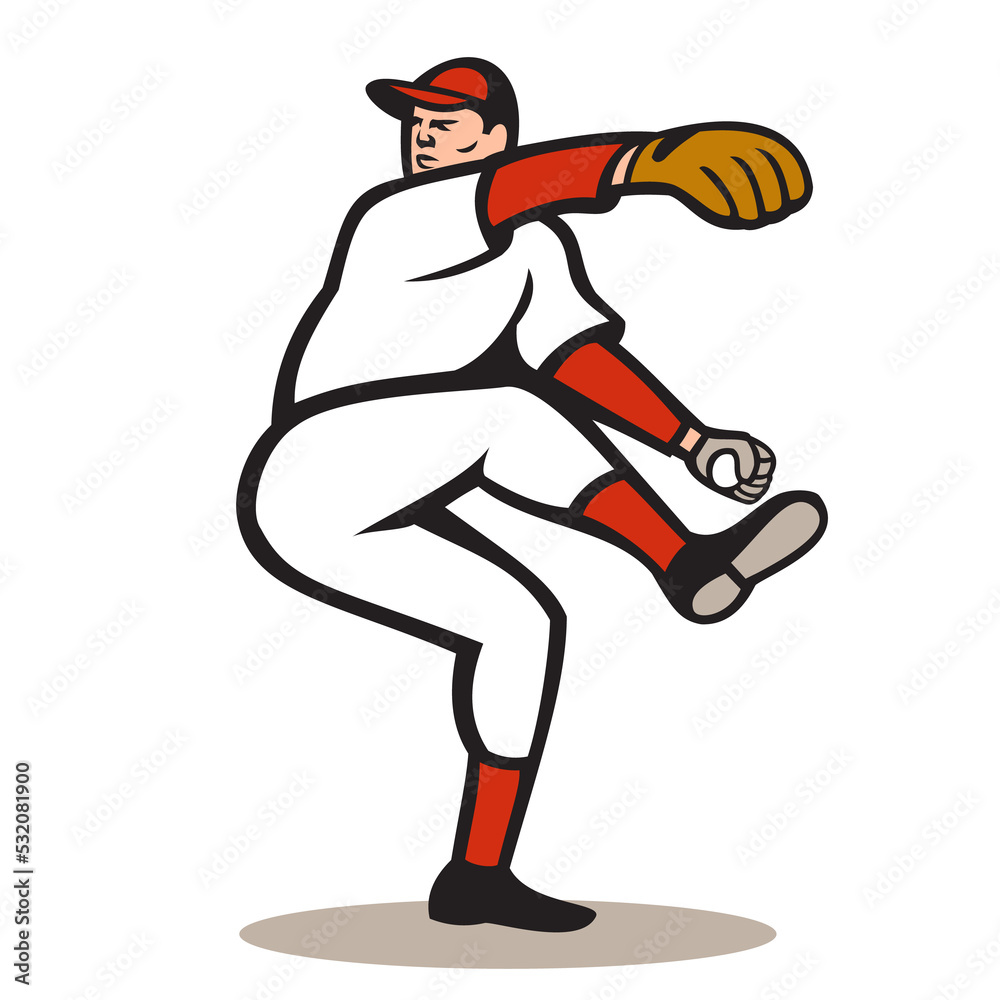 American Baseball Pitcher Throwing Ball Cartoon American Baseball Pitcher Throwing Ball Cartoon