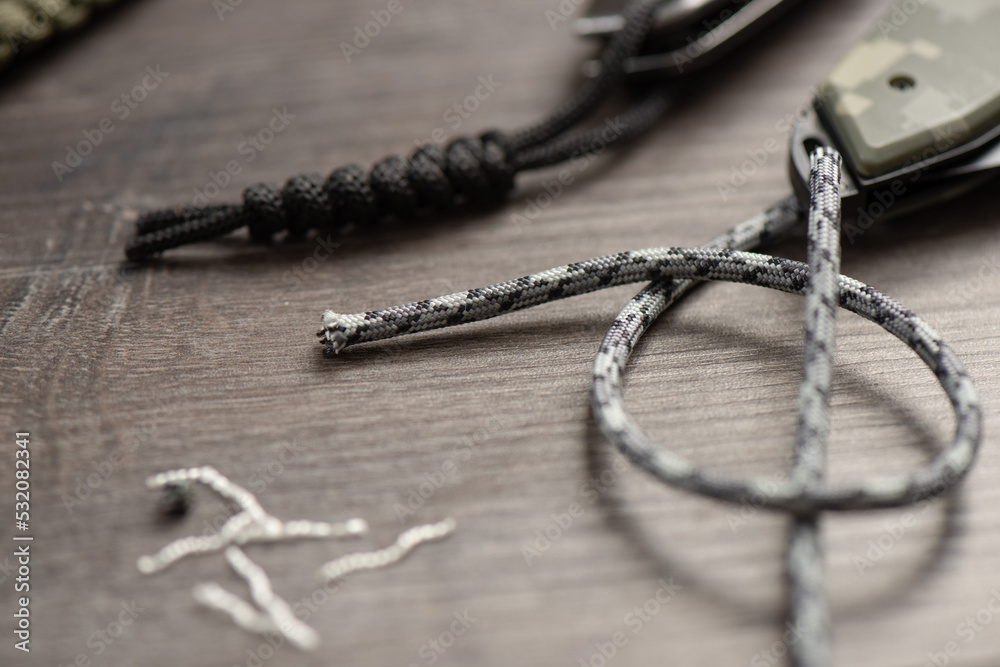 Gray paracord rope
