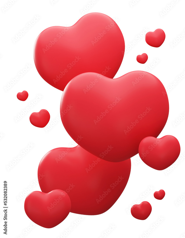 3D red hearts shape