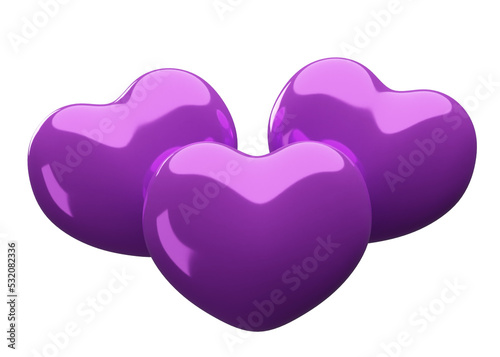 3D purple hearts shape