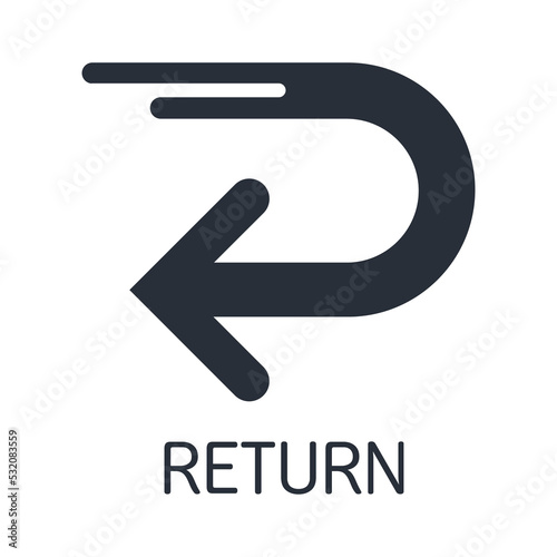 Arrow moving backwards. Return. Vector linear icon isolated on white background.