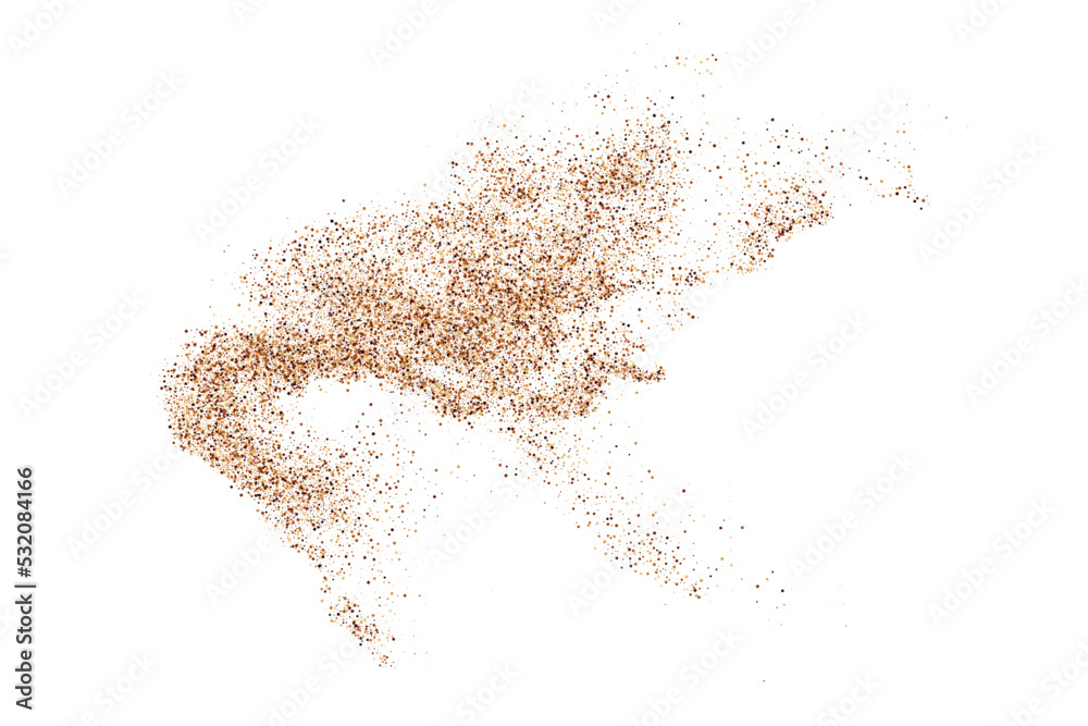 Coffee Color Grain Texture Isolated on White Background. Chocolate Shades Confetti. Brown Particles. Digitally Generated Image. Vector Illustration, EPS 10.