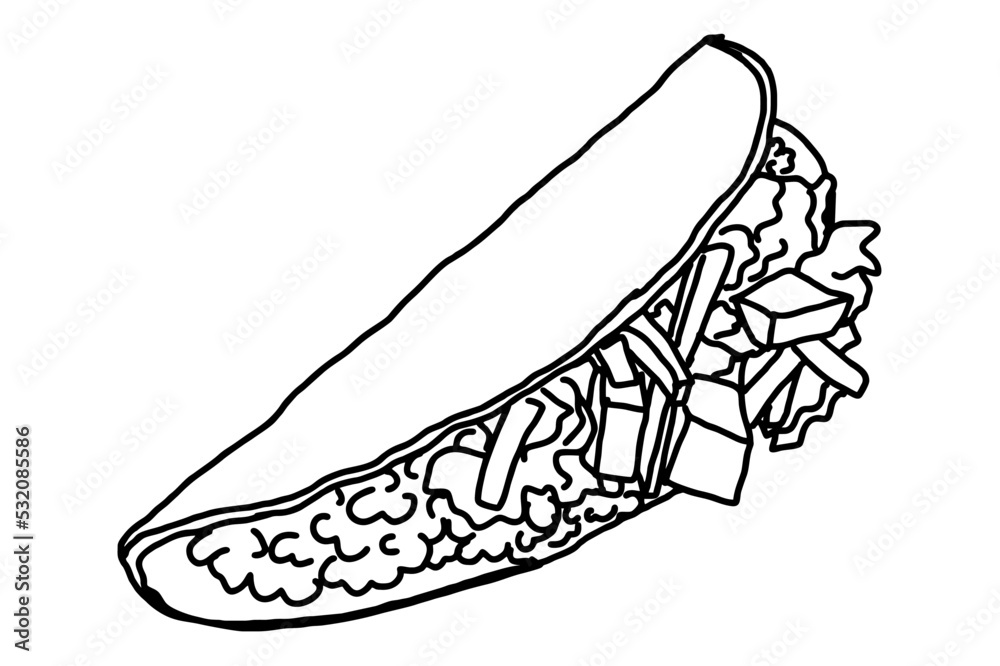 Mexican Tacos Line Art Vector Mexican Tacos Line Art Vector