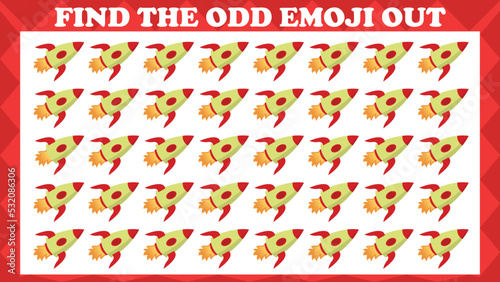 Find The Odd Emoji Out # 3, Visual Logic Puzzle Game. Activity Game For Children. Vector Illustration.