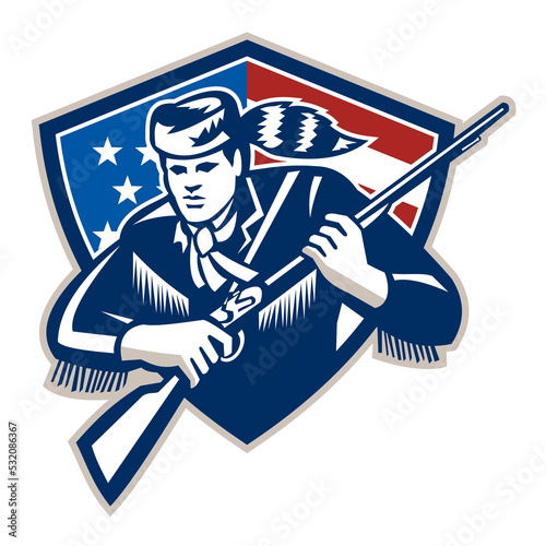 Billede på lærred American Frontiersman Patriot Stars Stripes Flag