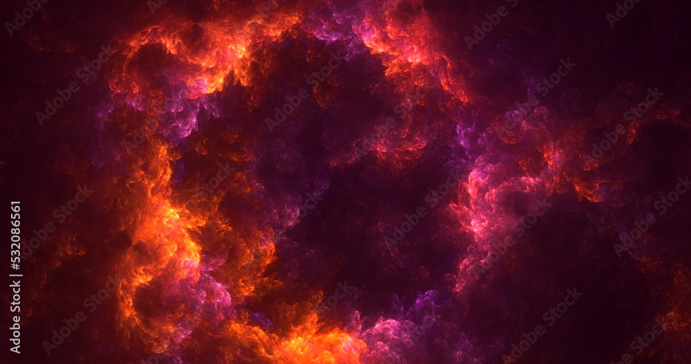 3D rendering abstract multicolor fractal light background