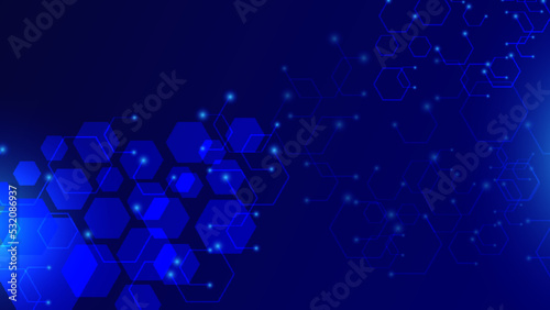 Abstract blue hexagon background. Futuristic technology digital hi tech concept background © hiznysyahril