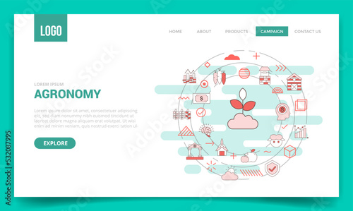 agronomy concept with circle icon for website template or landing page homepage