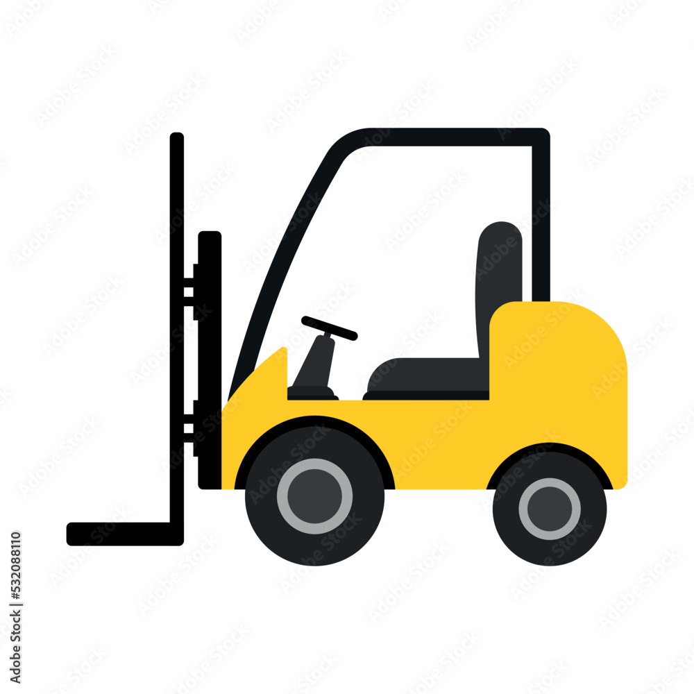 Forklift Truck for Warehouse and Storage Equipment Icon Clipart in Animated Vector Illustration
