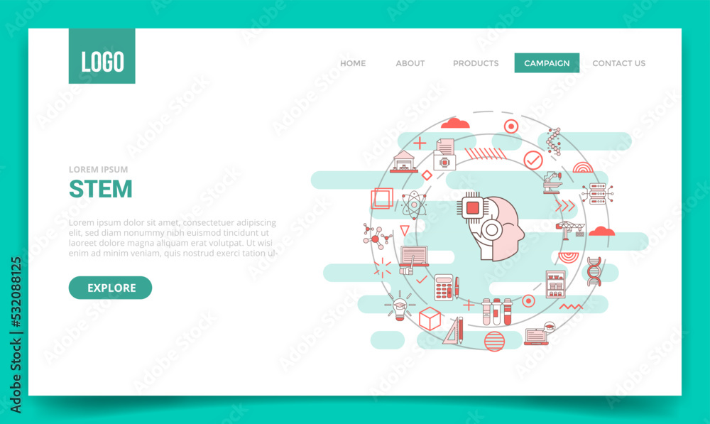 stem science technology engineering math concept with circle icon for website template or landing page homepage stem science technology engineering math concept with circle icon for website template or landing page homepage
