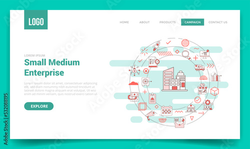 sme small medium enterprise concept with circle icon for website template or landing page homepage photo
