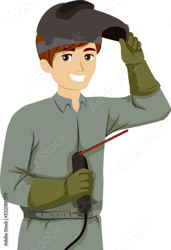Teen Boy Welder Mask Illustration