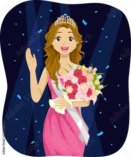 Teen Girl Beauty Queen Winner Crown Illustration