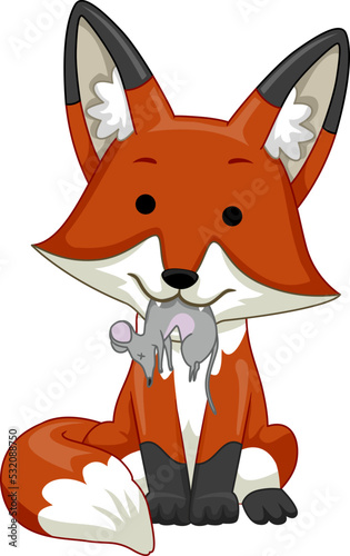 Fox Mouse Eat Food Illustra...