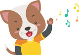 Mascot Dog Hear Music Illustration