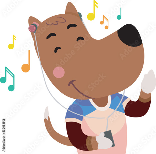 Mascot Dog Listening Headph...