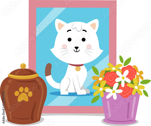 Cat Dead Pet Picture Urn Illustration